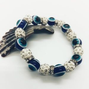 Silver Blue Evil Eye Braclet